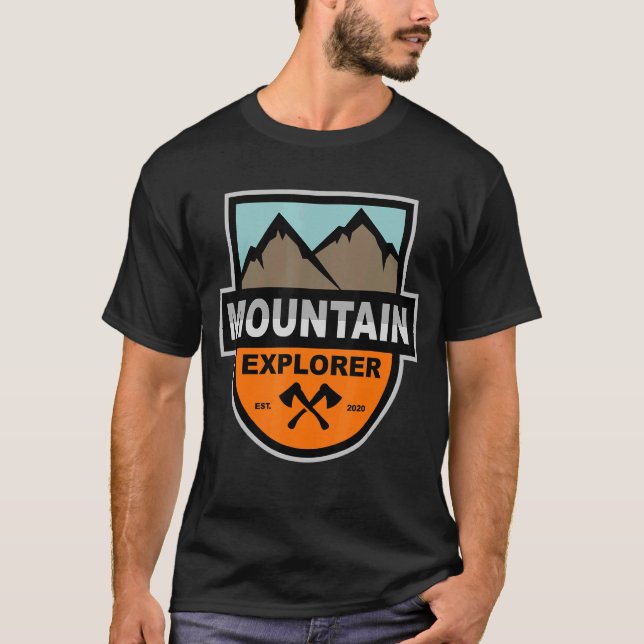 Camiseta Montanha Explorer Caminhando - Viagem de Campfire  (Frente)