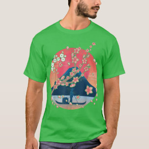 Camiseta Montanha Flor Rosa Japonês Sakura Cherblosso