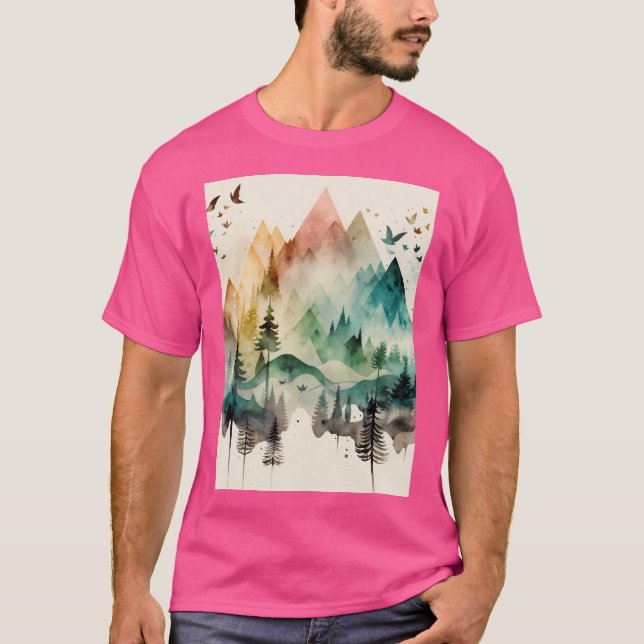 Camiseta Montanha - Formas Geométricas - Cor da Água (Frente)
