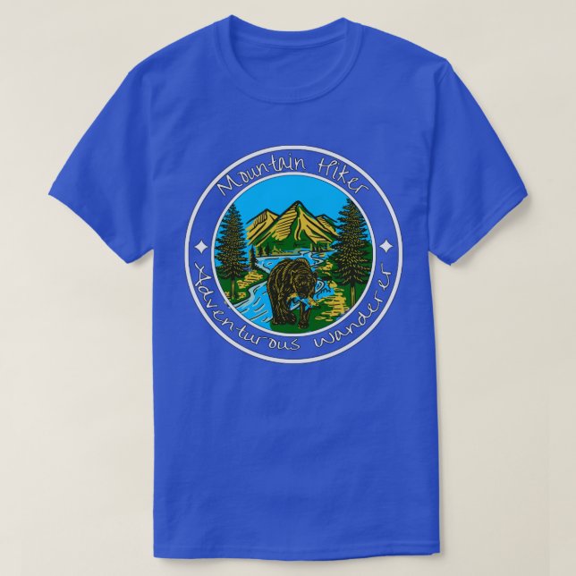 Camiseta Montanha Hiker Bear Wilderness (Frente do Design)