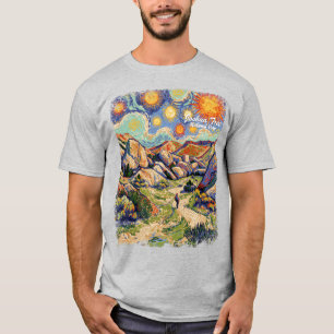 Camiseta Montanha Joshua Tree Caminhada Colorida Van Gogh