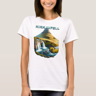 Camiseta montanha Kirkjufell e quedas Islândia