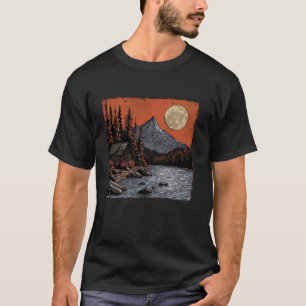 Camiseta Montanha Lua Montanha Cabina Natureza Rústica Des