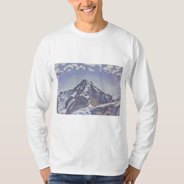 Camiseta Montanha Monge Com Nuvens (Ferdinand Hodler) (Frente)