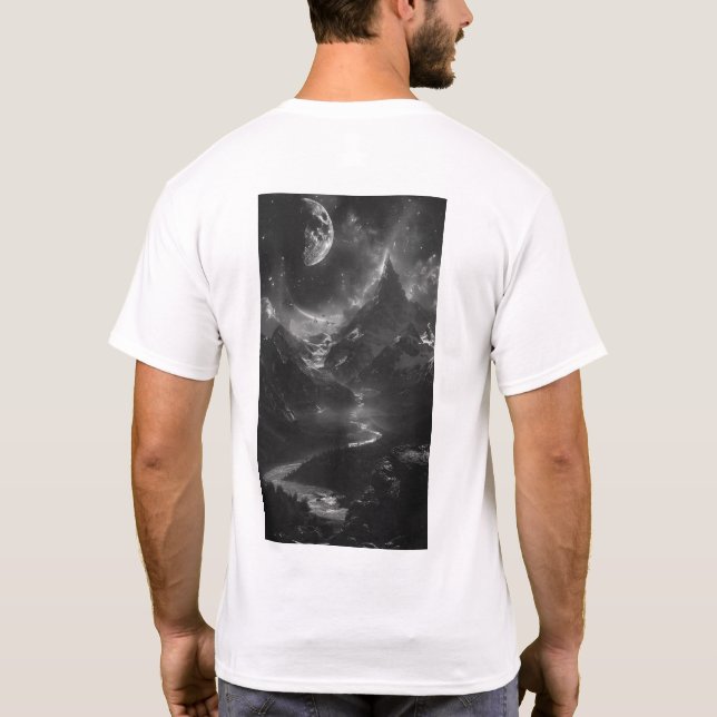 Camiseta Montanha Realista Vista Selvagem (Verso)