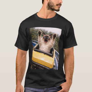 Camiseta Montanha Russa de Gato Engraçado Meme Gráfico Siam