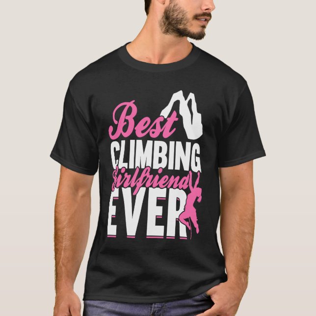 Camiseta Montanha Subindo Pedra Escalada Namorada (Frente)
