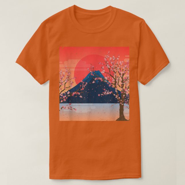 Camiseta Montanha - Sunset Sakura Flor Rosa - Árvore Cereja (Frente do Design)