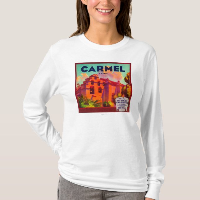 Camiseta Montanhas alaranjadas de Carmel LabelEast, CA (Frente)