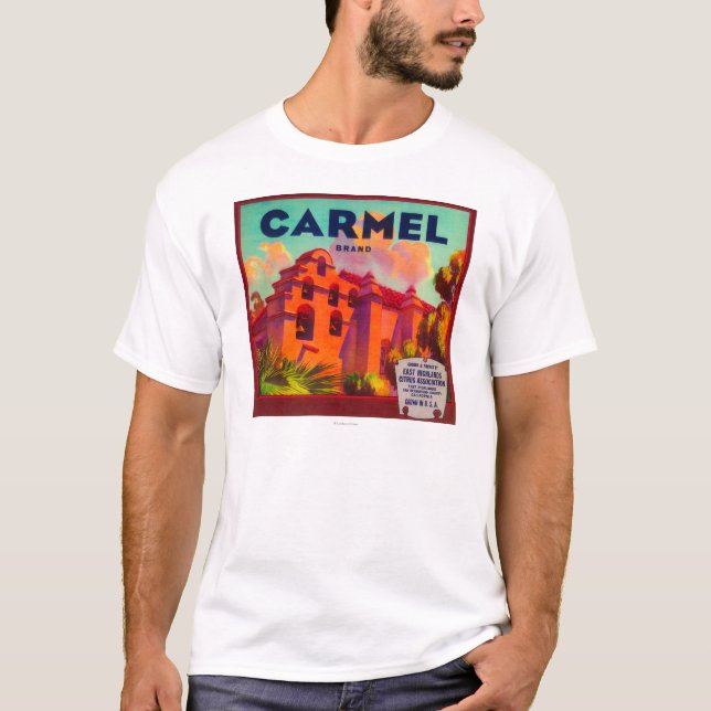 Camiseta Montanhas alaranjadas de Carmel LabelEast, CA (Frente)