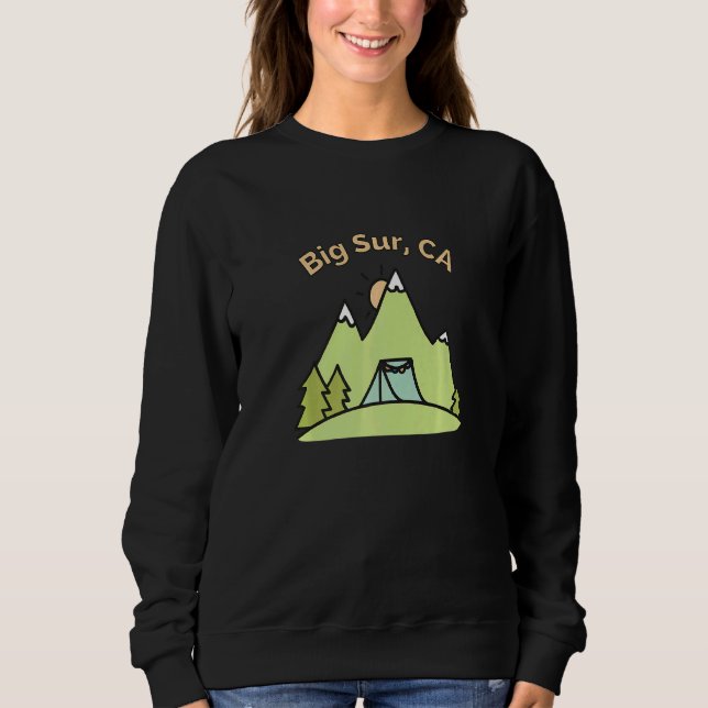 Camiseta Montanhas Big Sur Ca Subindo Acampamento e Saída (Frente)