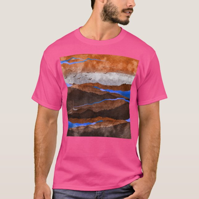 Camiseta Montanhas Castanho-Chocolate com Destaques Azure A (Frente)