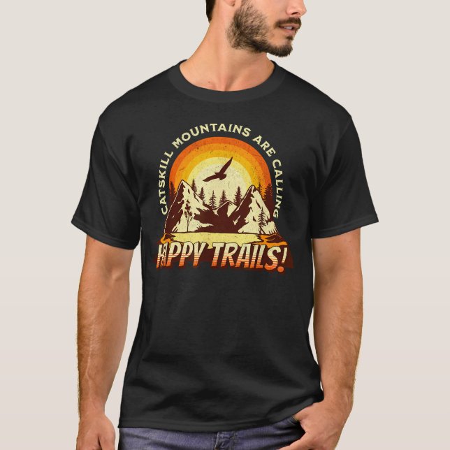 Camiseta Montanhas Catskill Chamam Caminhada Nova York Tril (Frente)