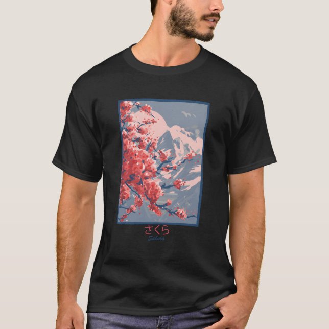 Camiseta Montanhas Cherry Blossom Sakura (Frente)