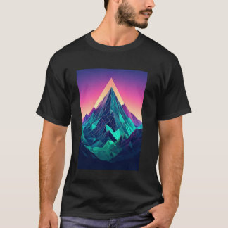 Camiseta Montanhas cibernéticas futuristas com um elegante 