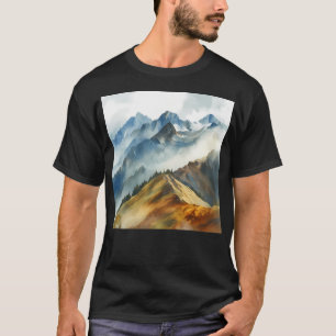 Camiseta Montanhas Coloridas Design Watercolor Wall Art Act