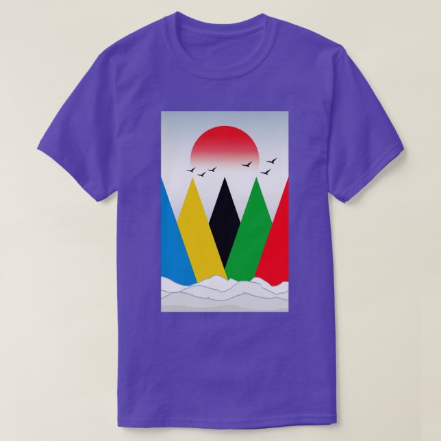 Camiseta Montanhas com limite vertical montando dan (Frente do Design)