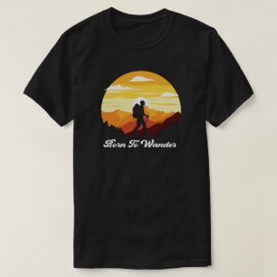 Camiseta montanhas de acampamento wanderlust, caminhada