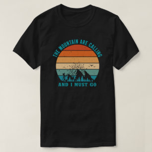 Camiseta montanhas de acampamento wanderlust, caminhada