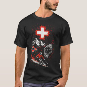 Camiseta Montanhas de Esqui de suiça Alavancos Alps T-shir
