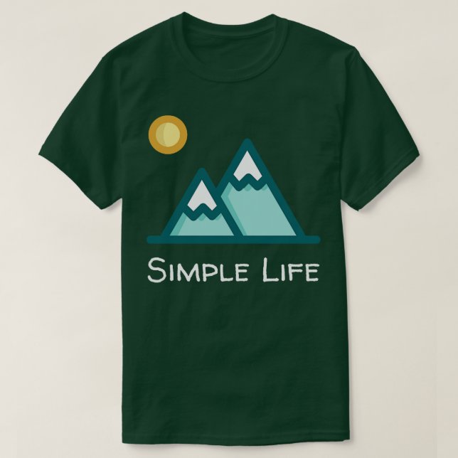 Camiseta Montanhas de neve com vida simples (Frente do Design)