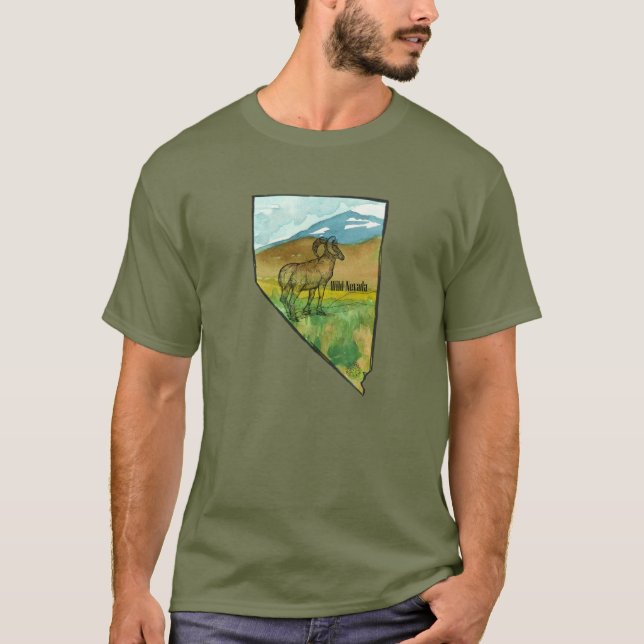 Camiseta Montanhas do Deserto de Vida Selvagem de Nevada Bi (Frente)