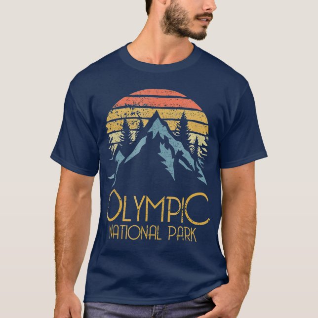Camiseta Montanhas do Parque Nacional da Olimpiadas Retro,  (Frente)