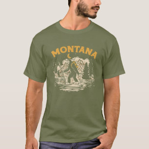 Camiseta Montanhas do Rolamento Noturno Bigfoot em Montana