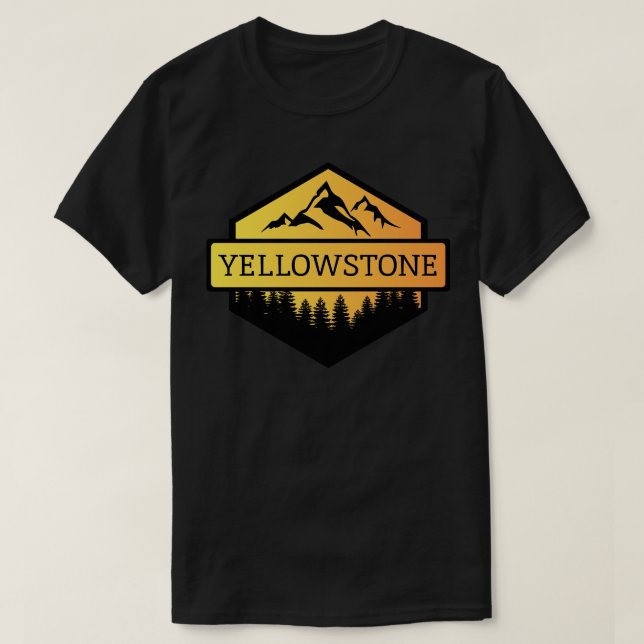 Camiseta Montanhas e árvores de Montana Yellowstone (Frente do Design)