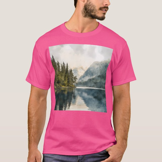 Camiseta Montanhas E Paisagem Do Lago Montanhas Wall Art Ac (Frente)