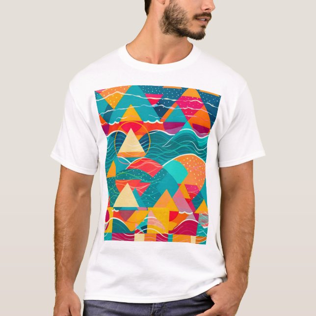 Camiseta Montanhas e Rio Abstratos (Frente)