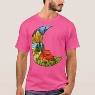 Camiseta Montanhas Engraçadas De Camarões-Lua-Sunset Retro