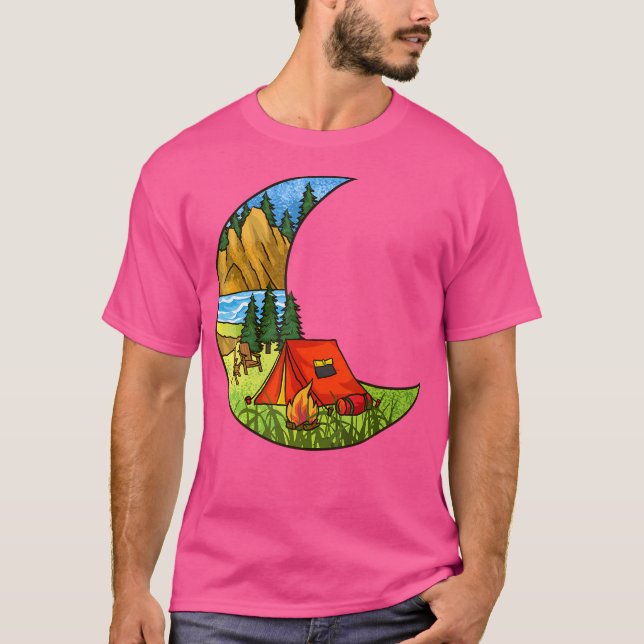 Camiseta Montanhas Engraçadas De Camarões-Lua-Sunset Retro (Frente)