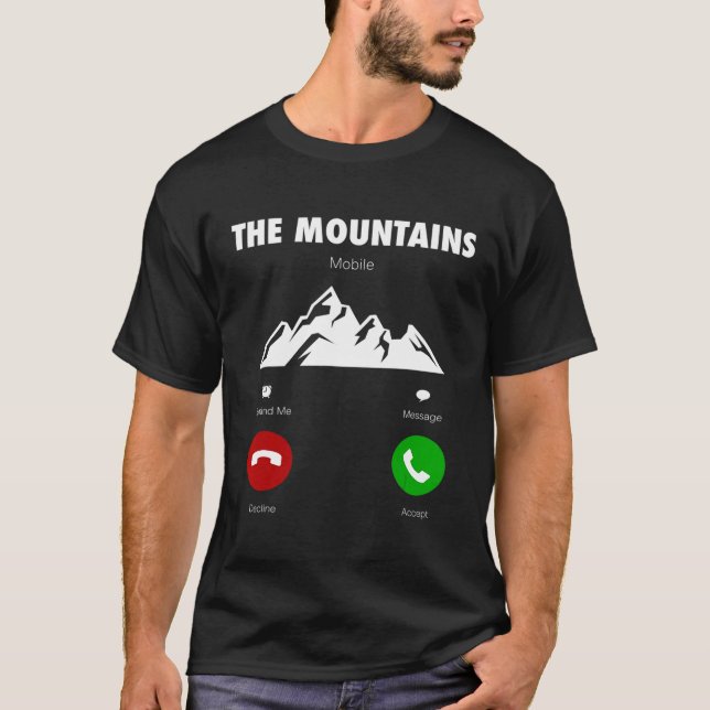 Camiseta Montanhas estão chamando Engraçado Telefone Celula (Frente)