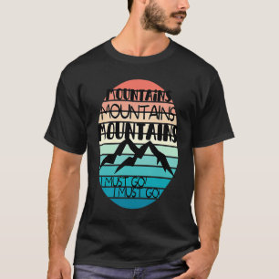 Camiseta Montanhas estão chamando Pôrs do sol de Neve Famíl