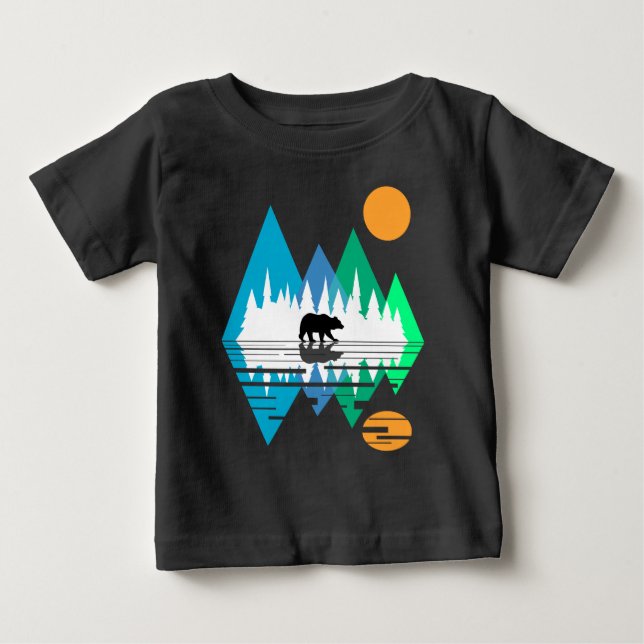 Camiseta Montanhas Geométricas e Urso (Frente)
