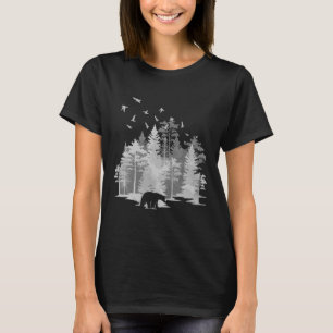 Camiseta Montanhas Pássaros Ao Ar Livre Animal Urso Naturez