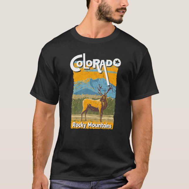 Camiseta Montanhas Rochosas do Estado do Colorado Esquiando (Frente)