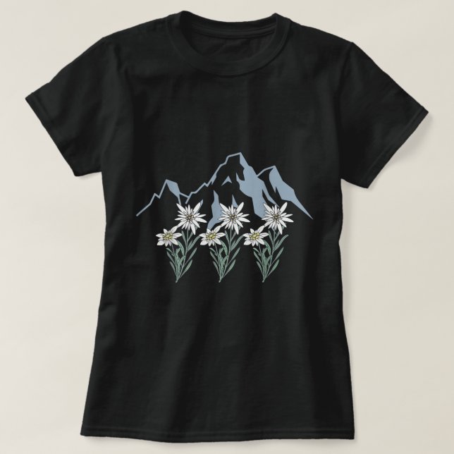 Camiseta Montanhas Suiça Alpes Edelweiss cesto alpino (Frente do Design)