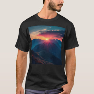 Camiseta Montanhas Sunrise Visualizam a Arte da Parede Natu