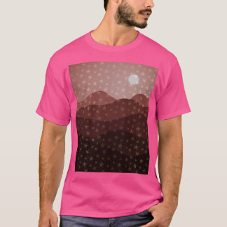 Camiseta Montanhas Terrenas Marrons E Abstrato De Lua
