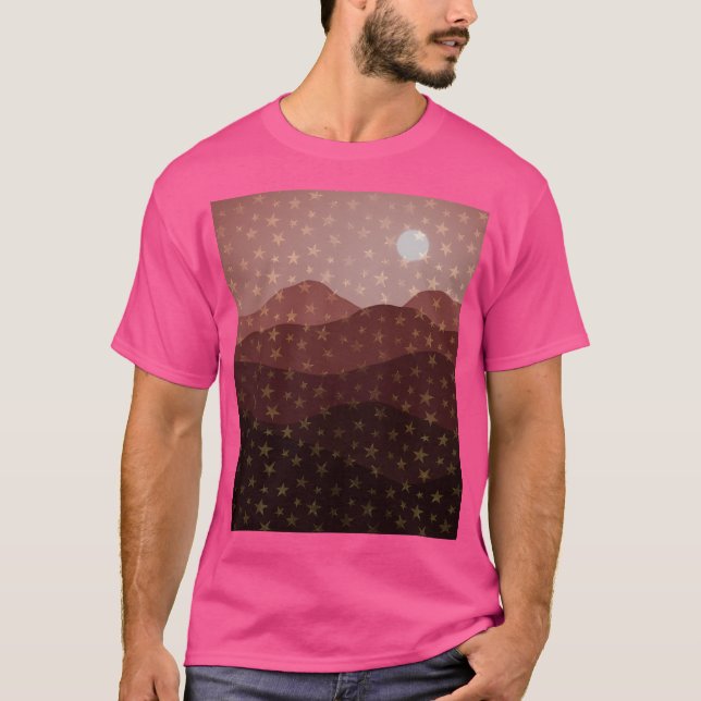 Camiseta Montanhas Terrenas Marrons E Abstrato De Lua (Frente)