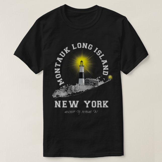 Camiseta Montauk Lighthouse Long Island NY (Frente do Design)