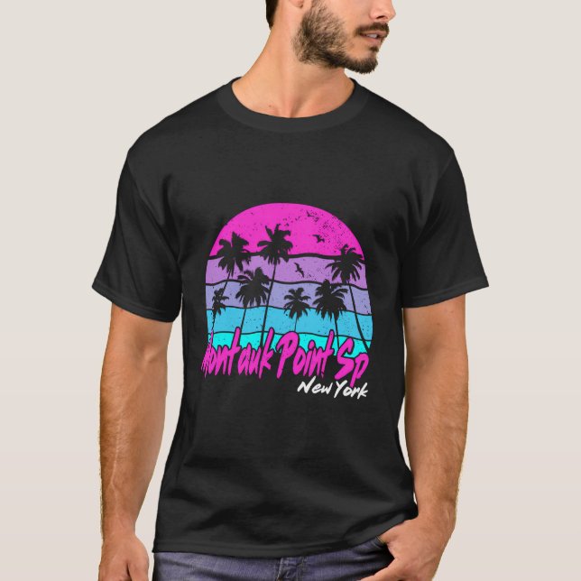 Camiseta Montauk Point Sp Nova Iorque Ny Vacation Beach Sur (Frente)