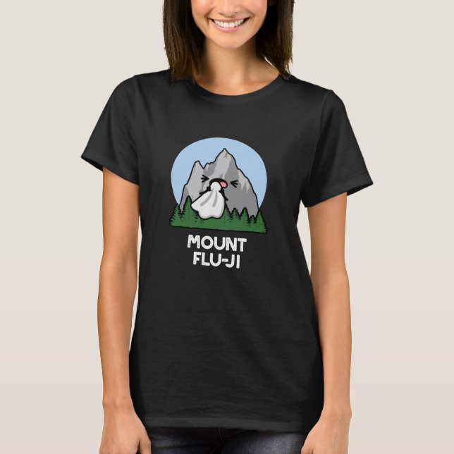Camiseta Monte Flu-ji Funny Mountain Pun Dark BG (Frente)