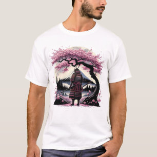 Camiseta Monte Fuji do Flor de Cereja do Samurai Japonês