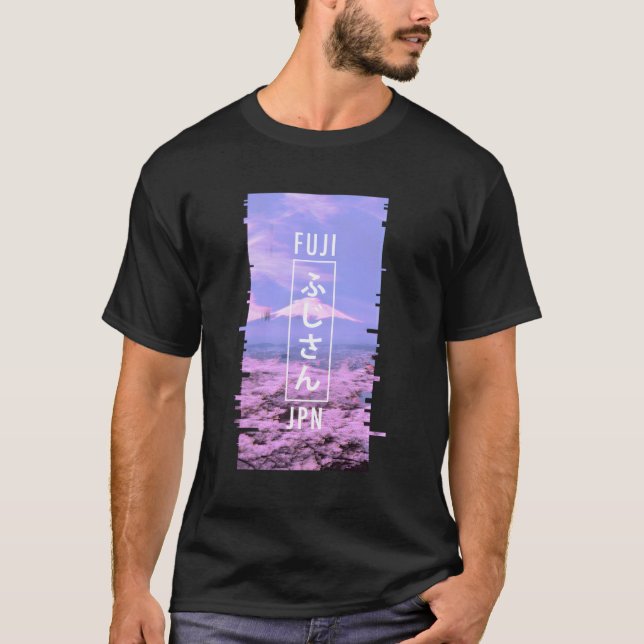 Camiseta Monte Fuji Japan Glitart Japonês Otaku Vaporwave (Frente)