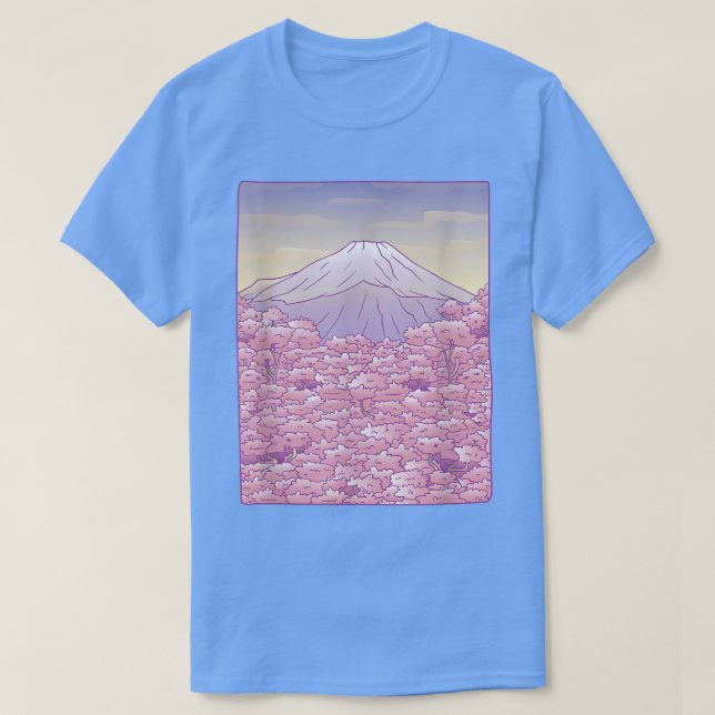 Camiseta Monte Fuji Sakura Árvore Japonesa do Blossom (Frente do Design)