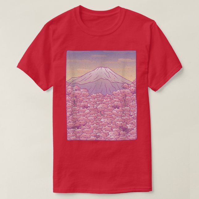 Camiseta Monte Fuji Sakura Cherry Blossoms (Frente do Design)