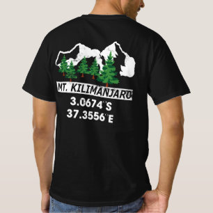 Camiseta Monte Kilimanjaro com coordenadas GPS